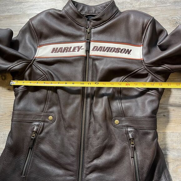 Harley Davidson Leather Jacket Women's XL Victory Lane Heavyweight Brown $600 - Picture 6 of 12